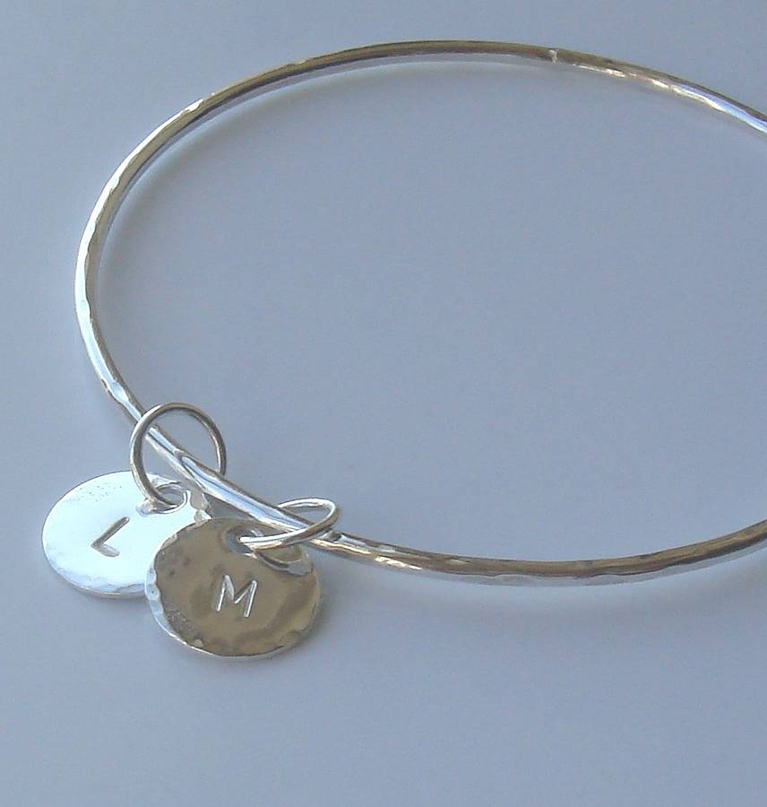 Personalised Silver Charms Bangle By Anne Reeves Jewellery